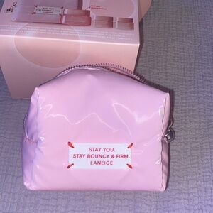 Laneige Pink Puffy Cosmetics Bag & 10ml Bouncy & Glow Face Mask. BNIB
